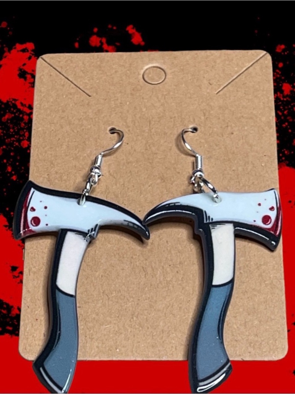 New horror movie bloody hatchet earrings